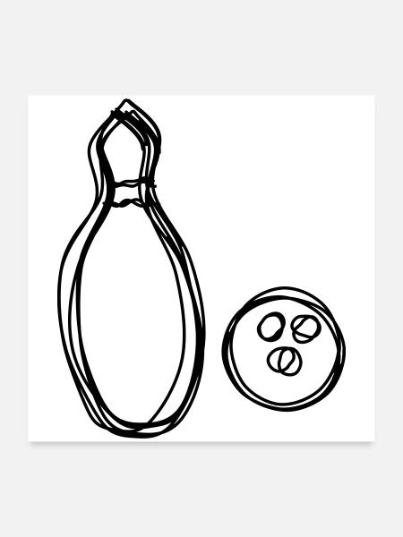 Kegel handgezeichnet - Poster 60x60 cm - Weiß