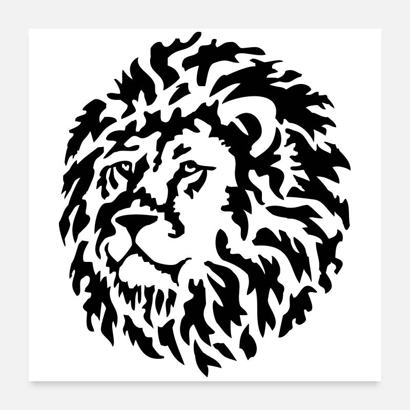 löwe raubkatze - Poster 60x60 cm - Weiß