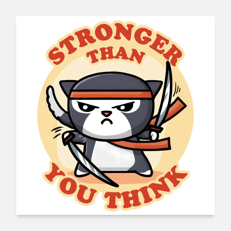 Ninja Cat - Poster 24" x 24" (60x60 cm) - white