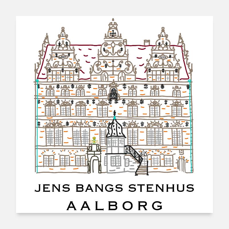 Aalborg, Jens Bangs Stenhus, Dänemark Poster 60x60 cm