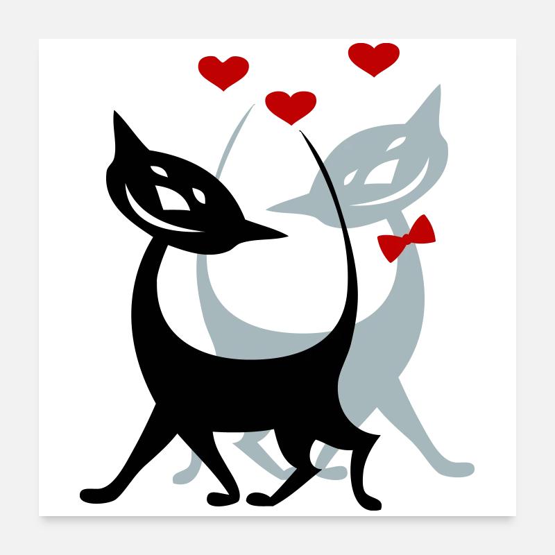 Chats amoureux Poster 60 x 60 cm