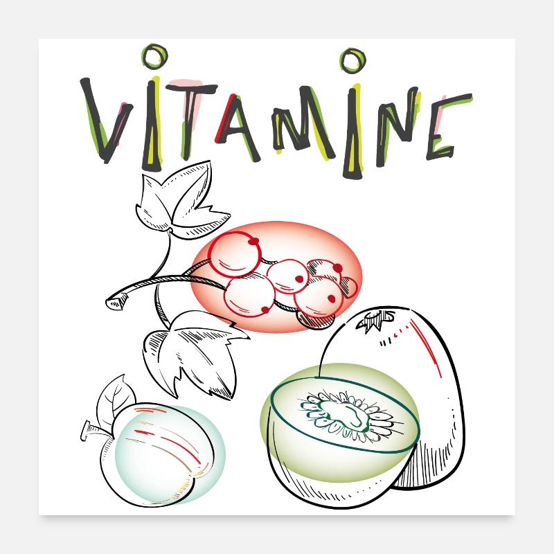 Vitamine, Obst Poster 60x60 cm