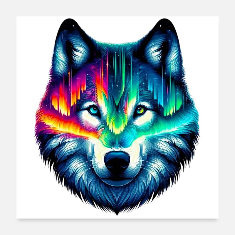 Wolf - Poster 60x60 cm - Weiß
