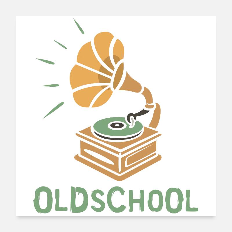 Gramophone Oldschool Design Rétro Poster 60 x 60 cm