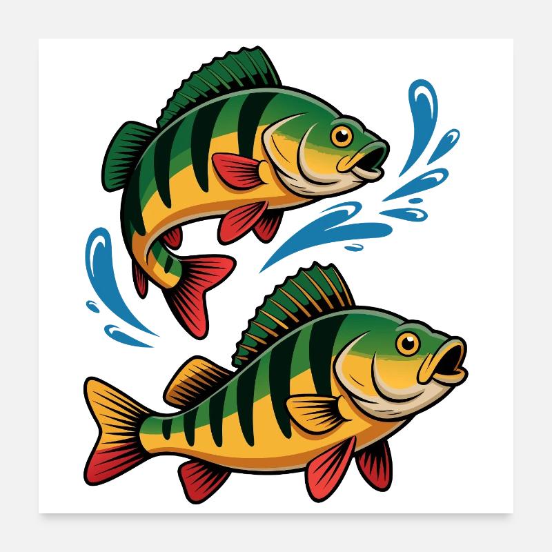 Deux perches – Conception de pêcheurs pour pêcheurs sportifs Poster 60 x 60 cm