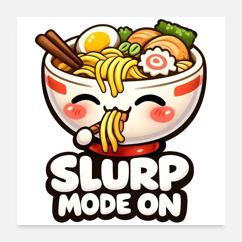 Mode Slurp sur Ramen Kawaii Poster 60 x 60 cm