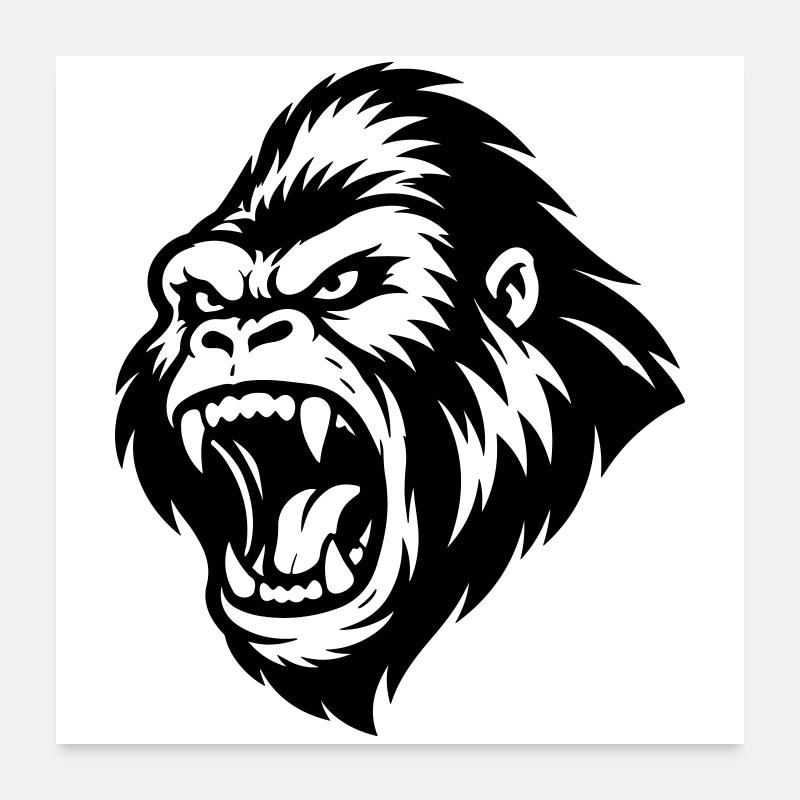 Gorille agressif Poster 60 x 60 cm