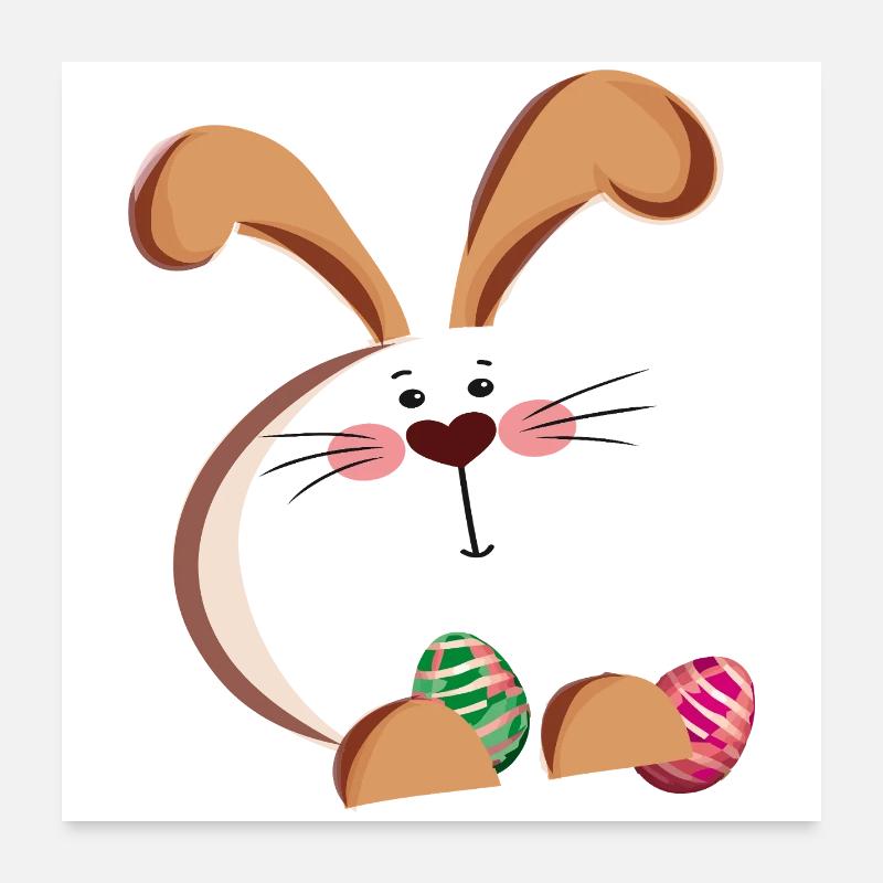 Osterhase und bunte Eier Poster 60x60 cm