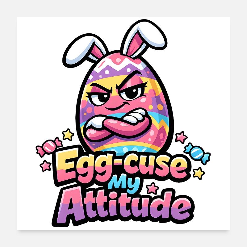 Egg-Cuse My Attitude Easter Poster 60 x 60 cm