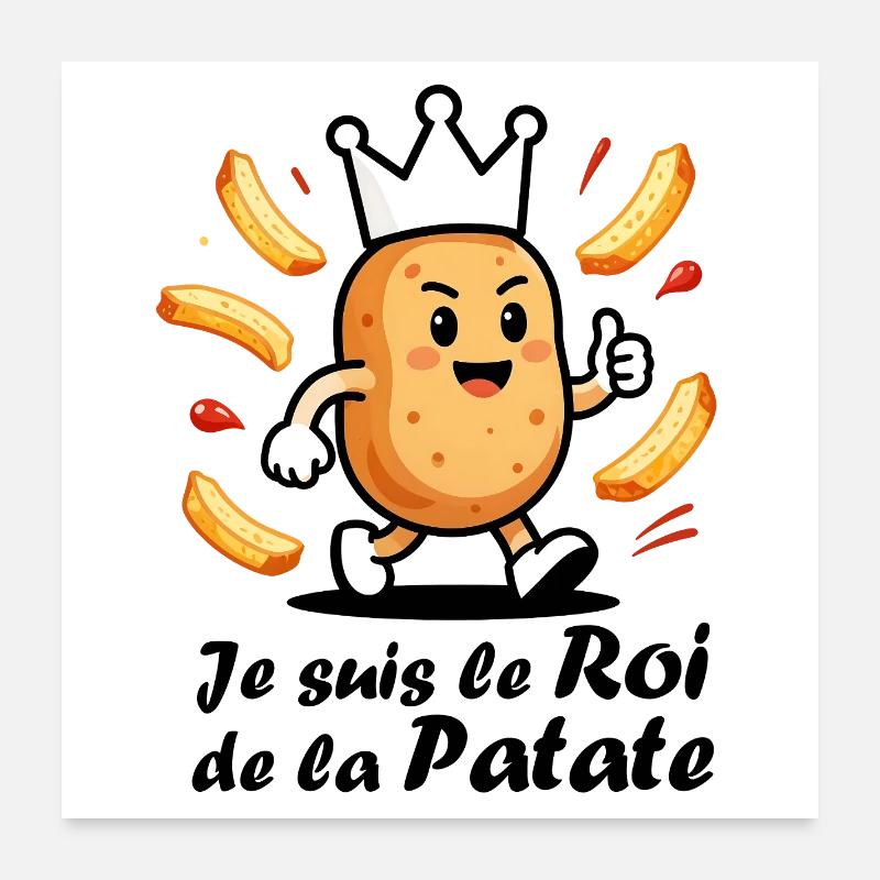 Je suis le Roi de la patate frite, chef cuisinier Poster 60 x 60 cm