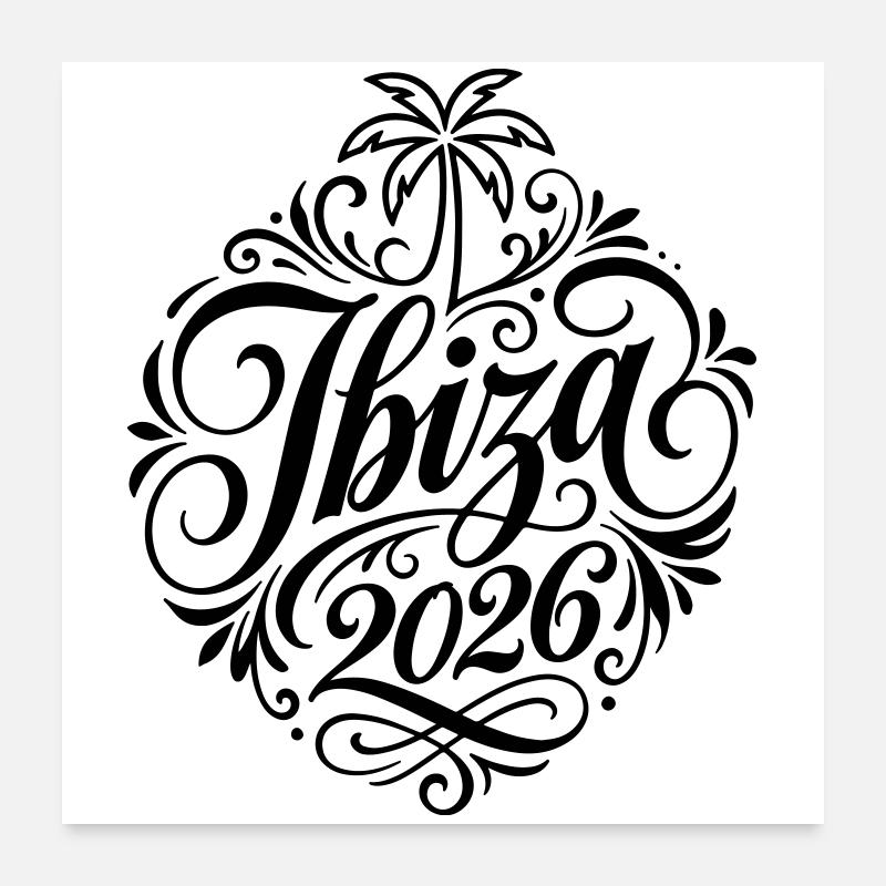 Ibiza 2026 Palm Tree Poster 24" x 24" (60x60 cm)