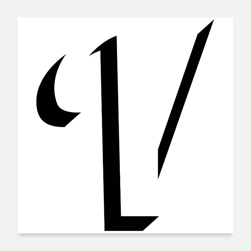 Letter V, Name, der Buchstabe V - Poster 60x60 cm - Weiß