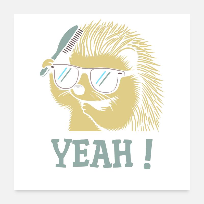 hérisson cool lunettes de soleil brosse Poster 60 x 60 cm