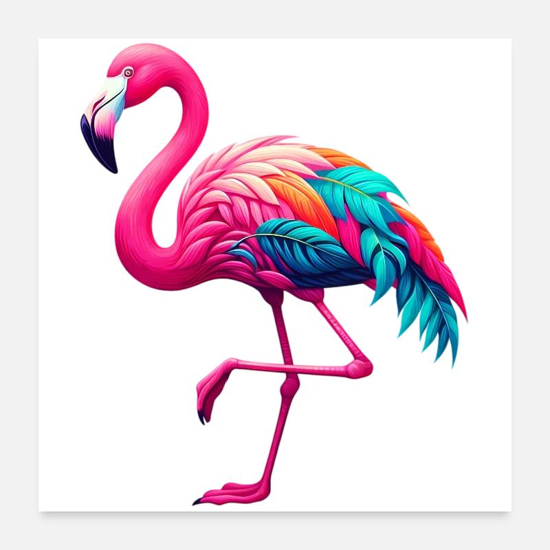 Flamingo - Poster 60x60 cm - Weiß