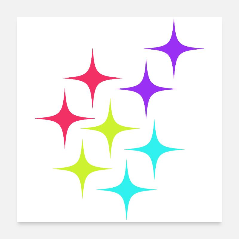 Colorful star sparkle pattern Poster 24" x 24" (60x60 cm)