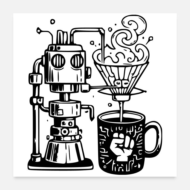Grind or Die: Robot Chef for Baristas Poster 24" x 24" (60x60 cm)