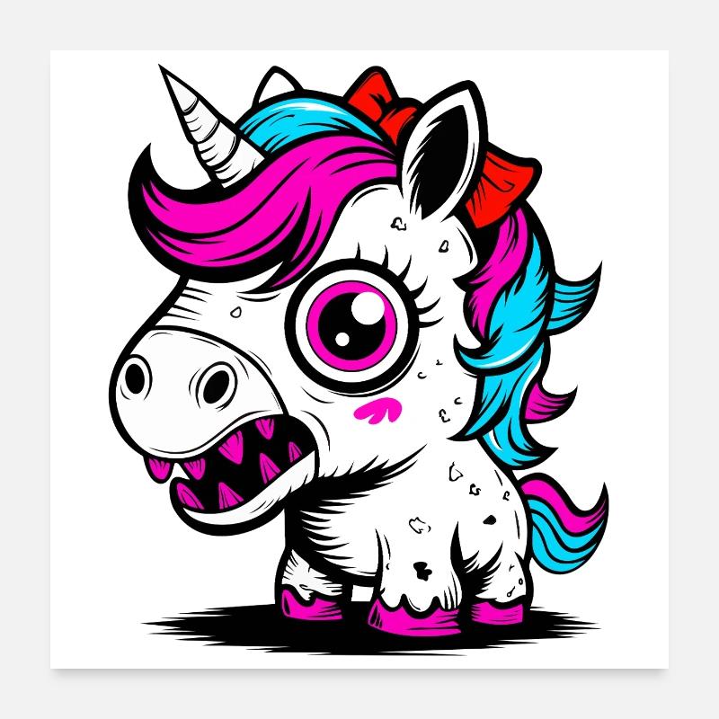 Neon Einhorn Poster 60x60 cm