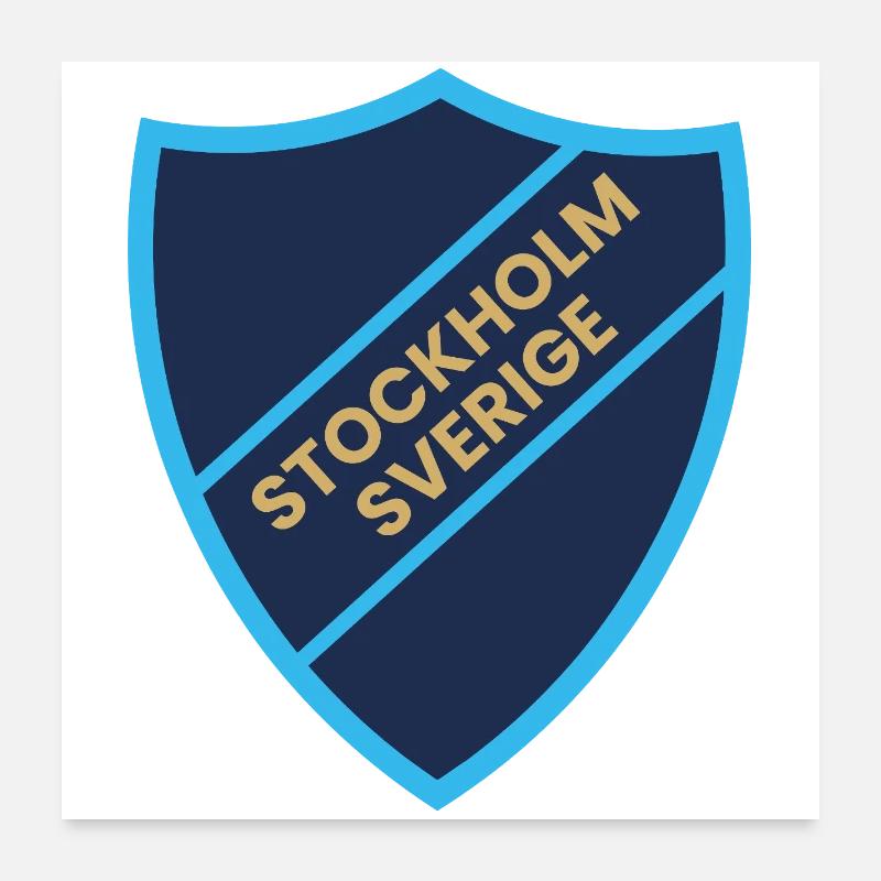 Graphique du Stockholm Shield en tons bleus Poster 60 x 60 cm