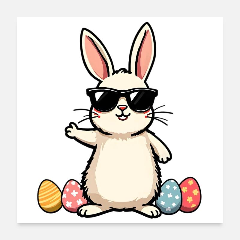 Lustiger Osterhase  Poster 60x60 cm