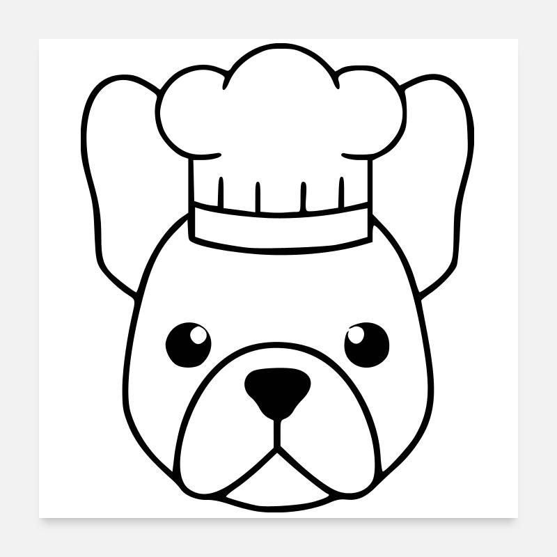 Profil de la tête de chapeau du chef français Poster 60 x 60 cm