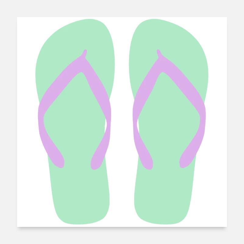 Mint Flip Flops Lavender Straps Poster 24" x 24" (60x60 cm)