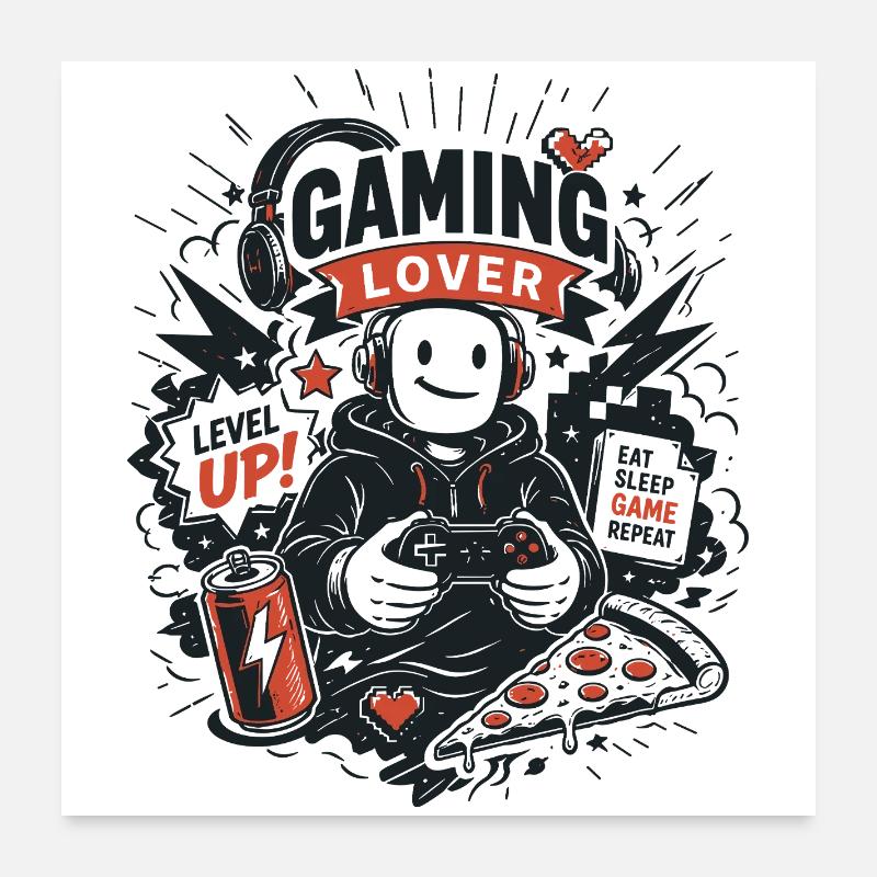 Gaming Lover Retro Arcade Poster 24" x 24" (60x60 cm)
