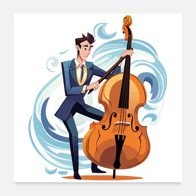 Violoncelle de jazz côtier dans la tempête Poster 60 x 60 cm