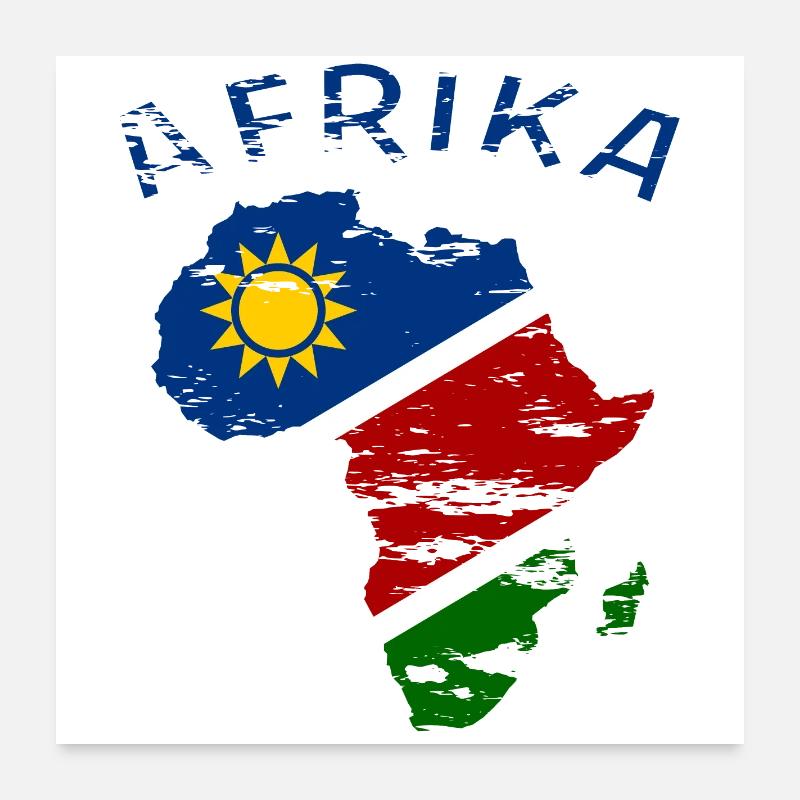 Namibie Carte de l’Afrique utilisée Poster 60 x 60 cm