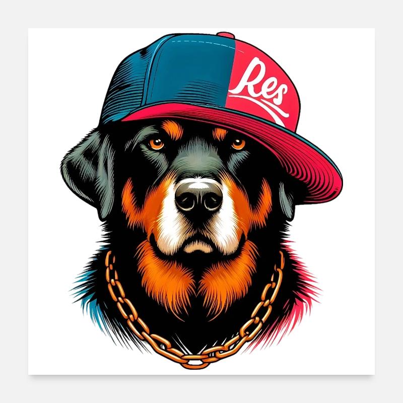 Hund mit Hut Poster 60x60 cm