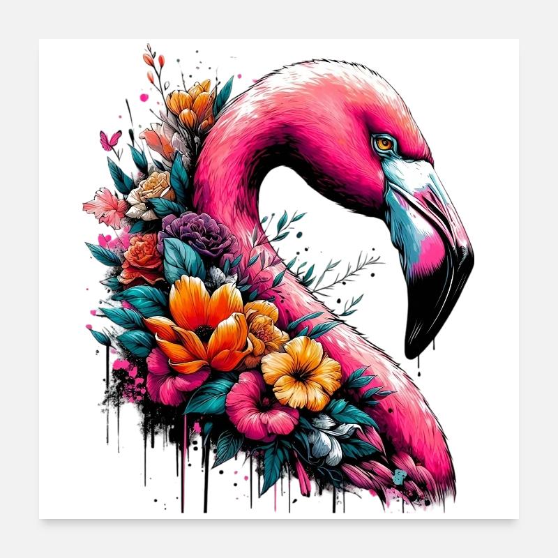 Flamant Poster 60 x 60 cm