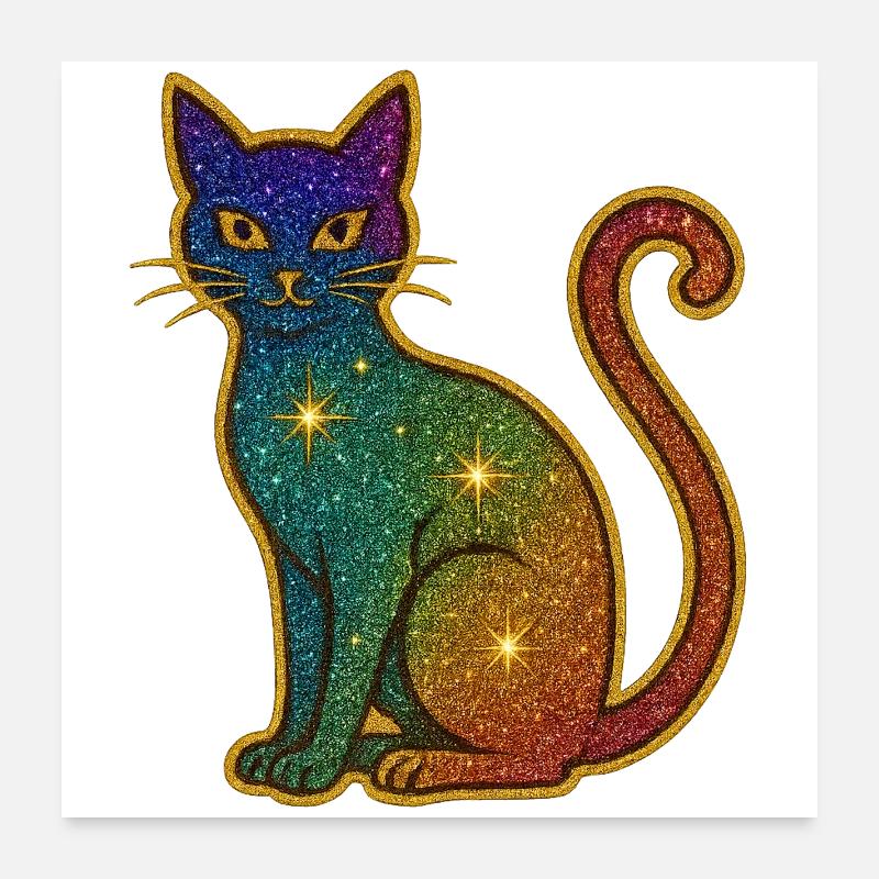 Rainbow glitter cat for Halloween Poster 24" x 24" (60x60 cm)