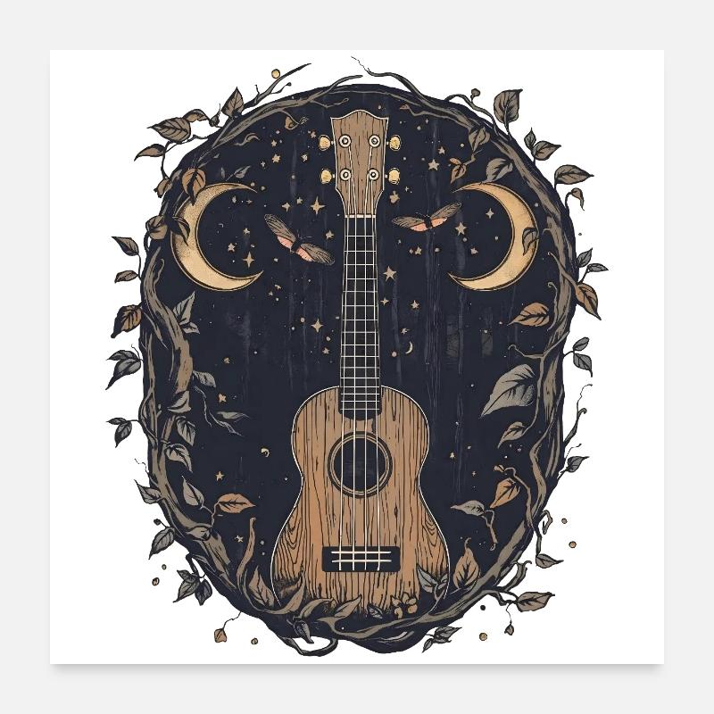 Uke gothique avec papillon de nuit Poster 60 x 60 cm
