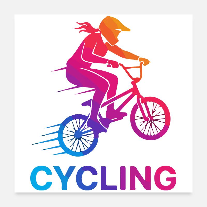 Gradient Cyclist Silhouette Poster 60x60 cm