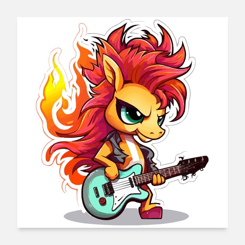 Flame skirt bangs with guitar Poster 24" x 24" (60x60 cm)
