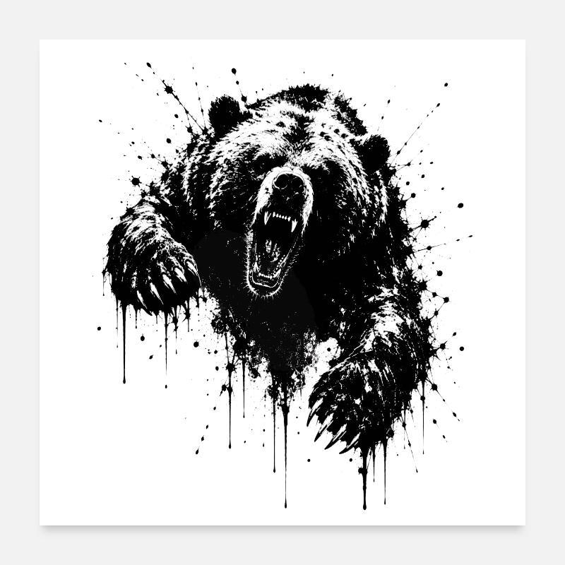 Dark Bear Spritz Graffiti Poster 60 x 60 cm