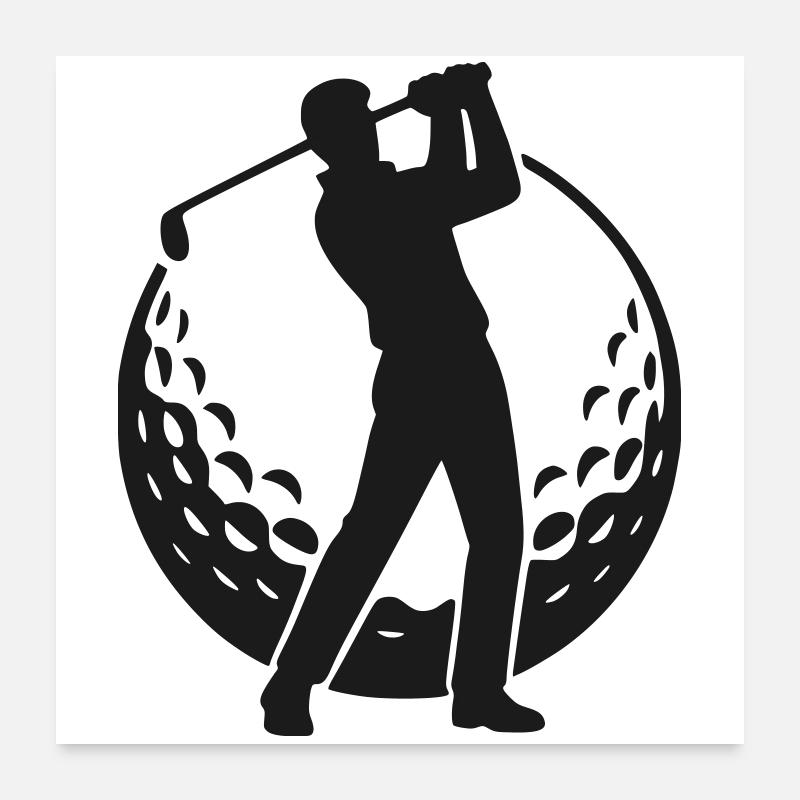 Silhouette de golfeur dans une balle de golf - Golf Poster 60 x 60 cm