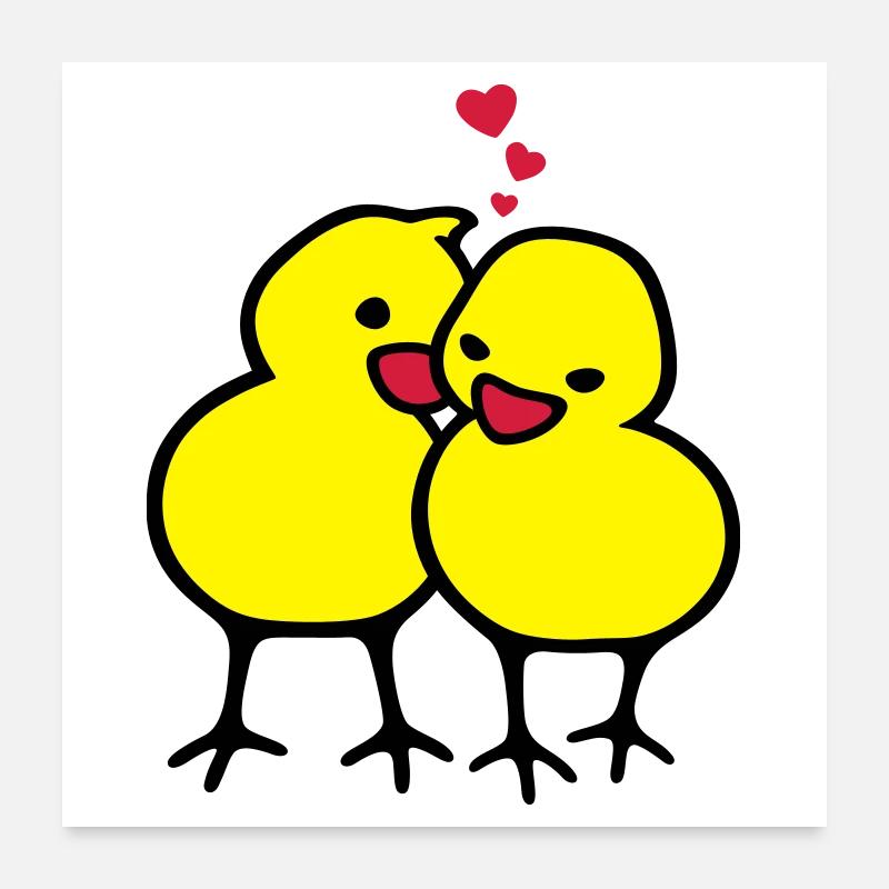 Chicks in Love (c) - Poster 60x60 cm - Weiß