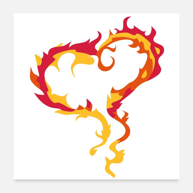 Herz aus Flammen Poster 60x60 cm