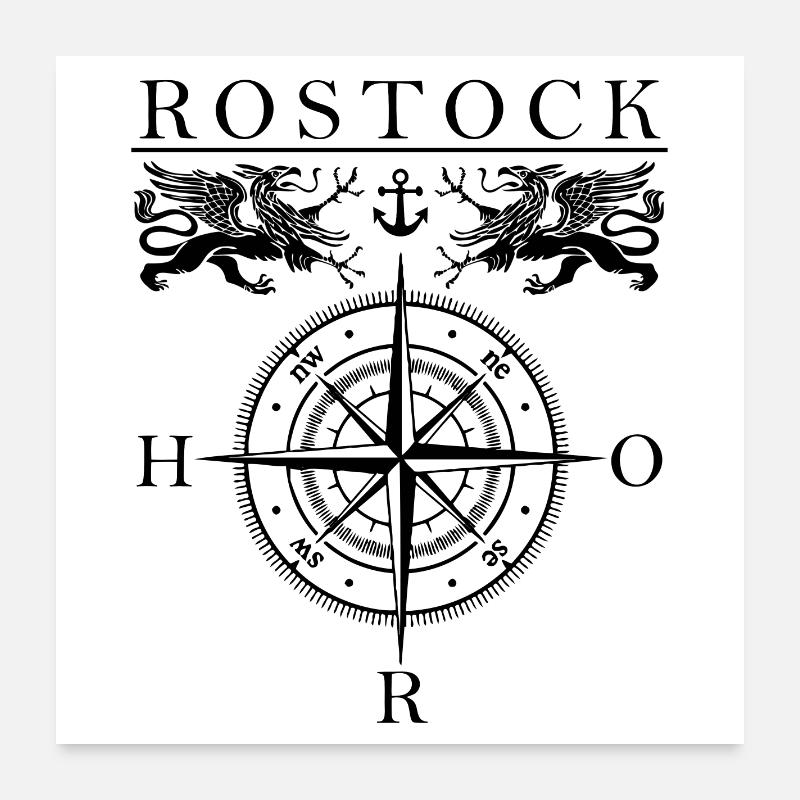 Rostock Compass Poster 24" x 24" (60x60 cm)