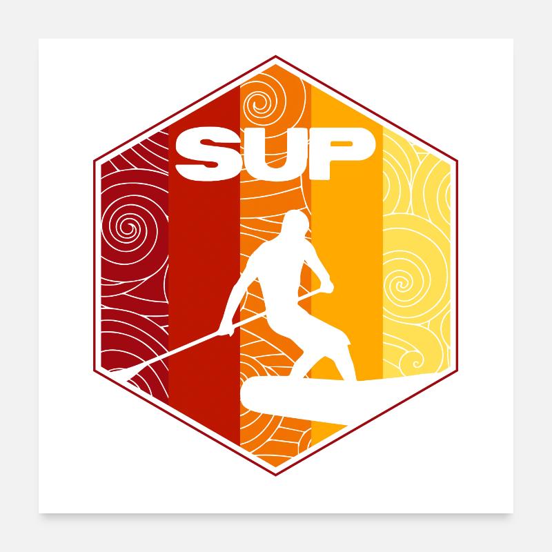 SUP Surf - Poster 60x60 cm - Weiß