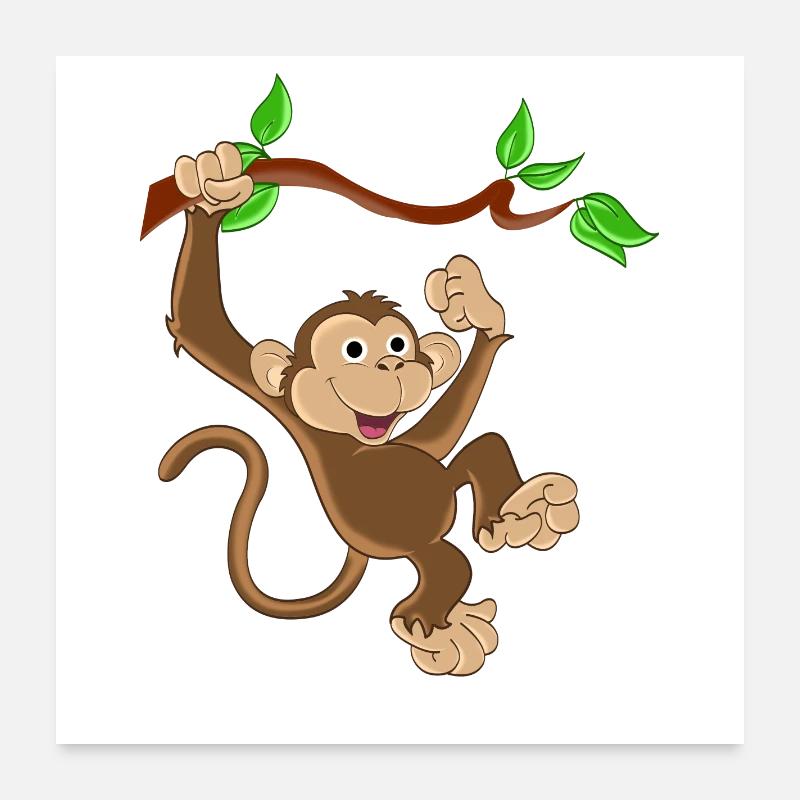 Lustiger Affe - Poster 60x60 cm - Weiß
