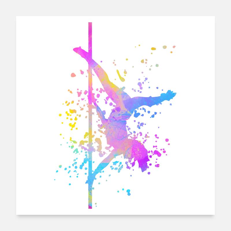 Pole Dance Fitness Couleur Splash Pole Dance Poster 60 x 60 cm