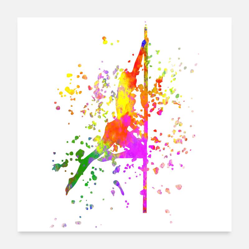 Pole Dance Fitness Couleur Splash Pole Dance Poster 60 x 60 cm