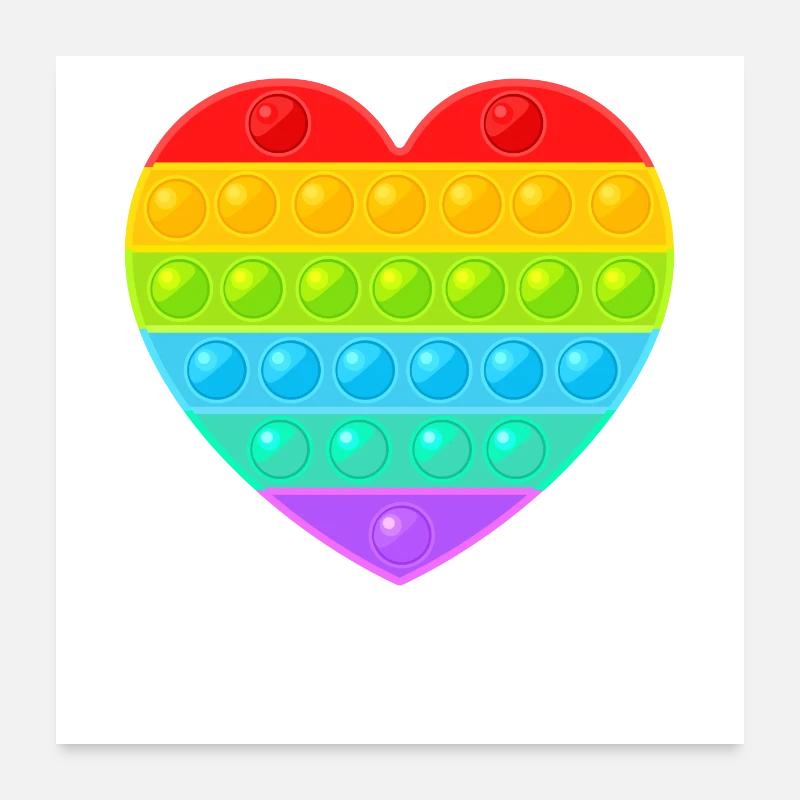 Pop It Popit Heart Arc-en-ciel coloré Poster 60 x 60 cm