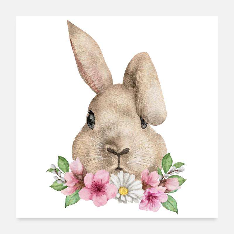 Rabbit Floppy Ear Easter Rabbit Mom Poster 24" x 24" (60x60 cm)