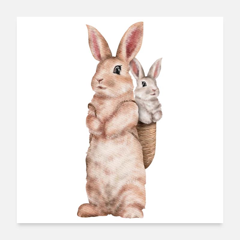 Rabbit Floppy Ear Easter Rabbit Mom Poster 24" x 24" (60x60 cm)