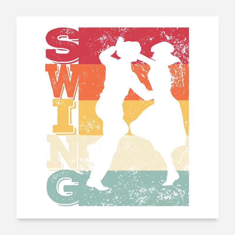 Boogie Woogie Swing Dancing Retro Colors Vintage Poster 60 x 60 cm