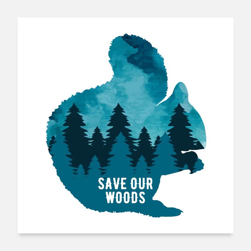 Klimawandel Umweltschutz Eichhörnchen Naturschutz Poster 60x60 cm