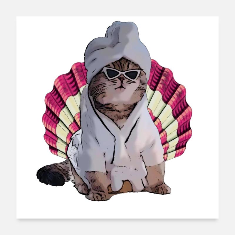 cool cat in spa Poster 24" x 24" (60x60 cm)