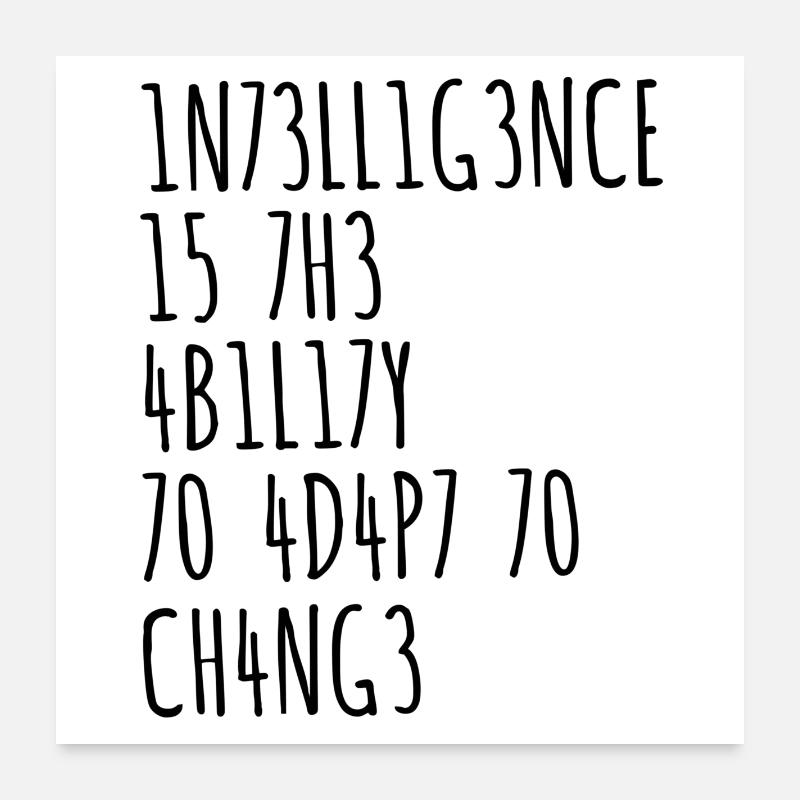 Intelligence funny saying Poster 24" x 24" (60x60 cm)